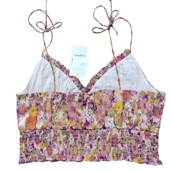 NWT Patrons of Peace Floral Ruched Crop Top Size Large - Picture 3 of 4
